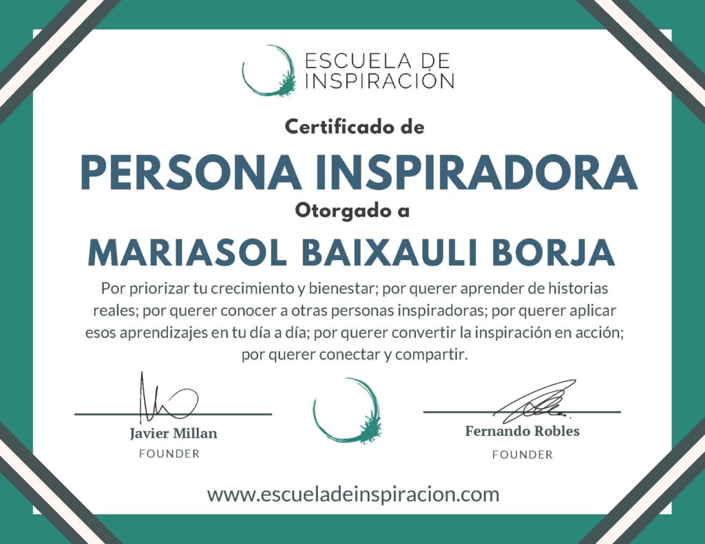 Diploma inspirador MariaSol Baixauli Borja
